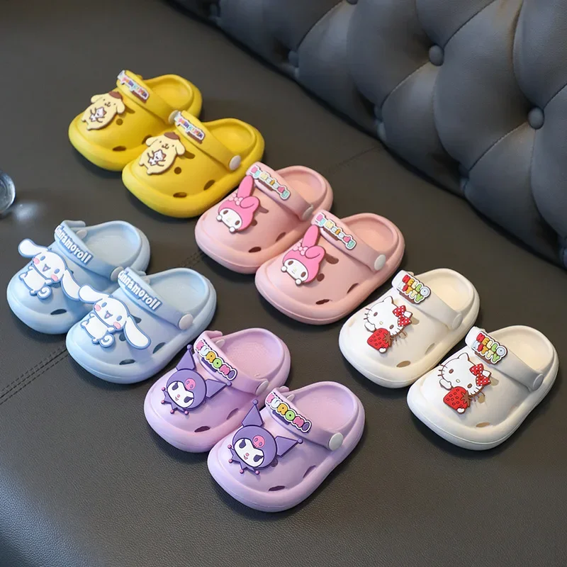 

Sanrio Hello Kitty Beach Slippers Cute Kuromi My Melody Soft Crocs Slippers Anime Cinnamoroll Children Non-slip Birthday Gift