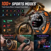 Montre connectée militaire d'extérieur pour hommes, batterie 1400mAh, GPS, suivi SOS, lampe de poche, étanche IP68, appels Bluetooth, nouvelle collection 5