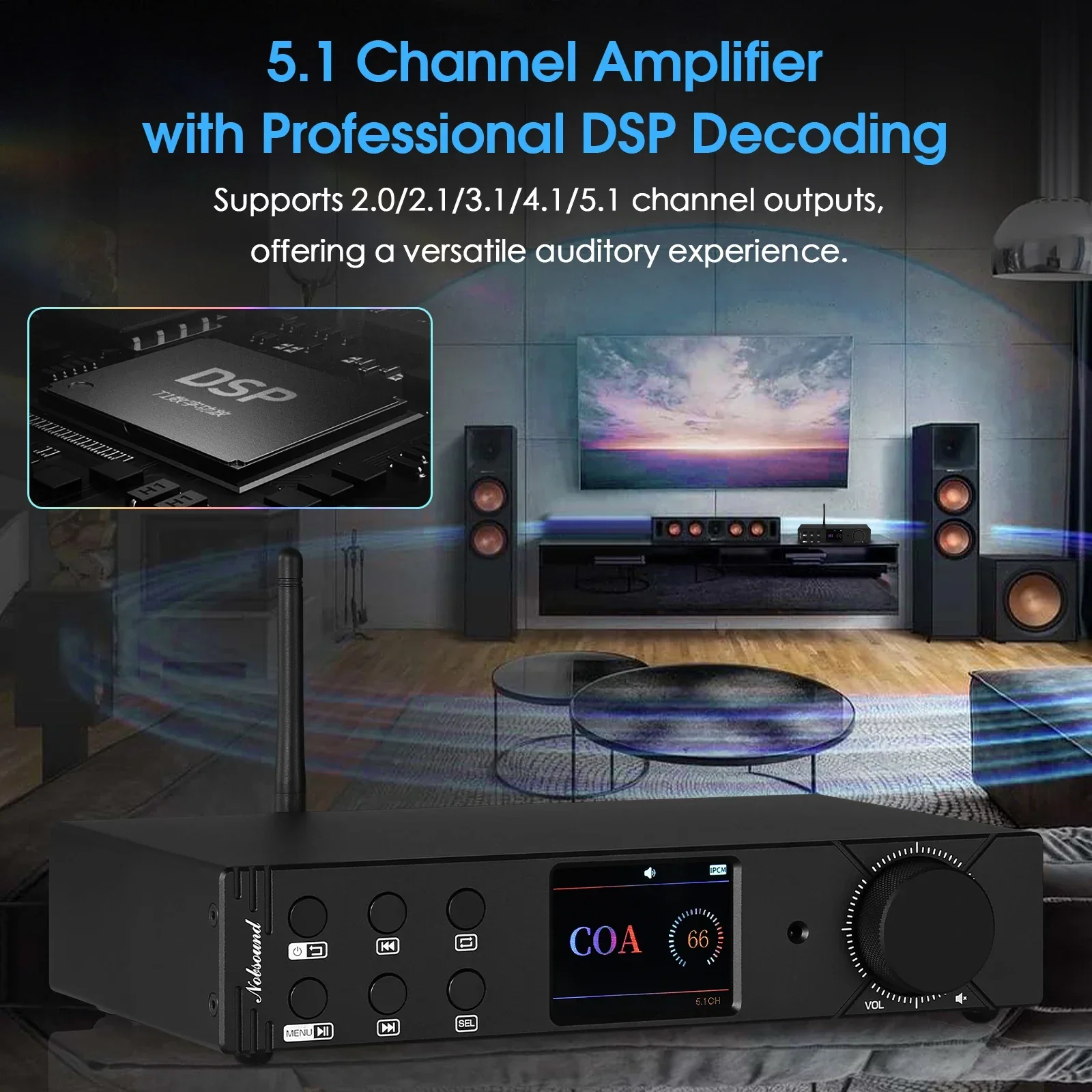 Nobsound M5.1PRO HiFi 5.1 チャンネル Bluetooth アンプステレオ同軸