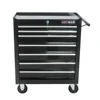 Steel 7-Drawer Rolling Tool Chest Box Wheels Garage Workshop Organizer Storage Black 24.5" Compact Durable Portable Heavy Duty 3