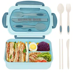 Adult Bento Lunch Box with 4 Compartments - Stylish Meal Container - 1200ml (Blue)