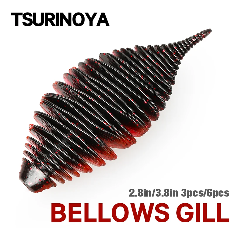 Tsurinoya Soffietto Gill Soft Worm Fishing Lure 2.8In/7.2G 3.8In/14.2G Trilobite Texas Rig Artificiale Bass Pike Esche In Silicone