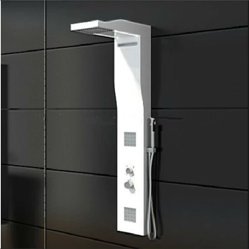 Wall Mounted Solid Surface Stone Shower Panel Corian Waterfall Rain Curtain Column WD0036