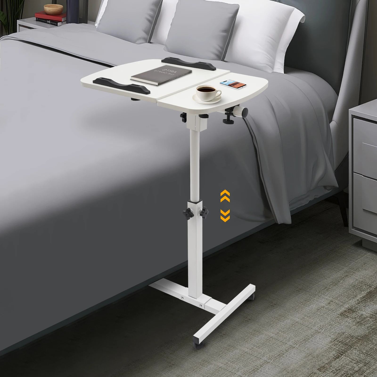 Rolling laptop sofa table, bed food tray table stand, height and angle adjustable, podium table, computer table 5