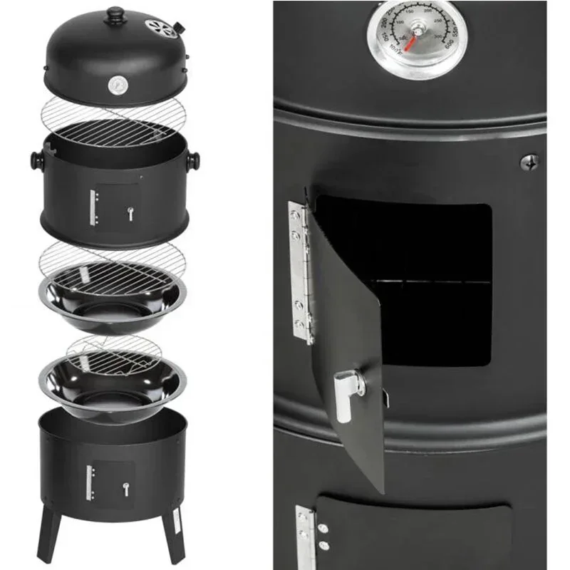 3-in-1 Smoke Oven Barbecue Oven Outdoor Firewood Stove Courtyard Barbecue Rack 3