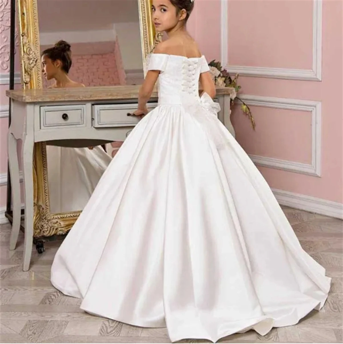 satin-flower-girl-dress-for-wedding-white-off-shoulder-applique-with-lace-bow-child's-first-eucharistic-birthday-party-dresses