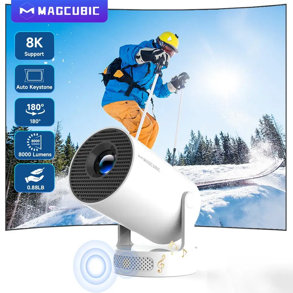 4K Android Home Cinema Outdoor Projector with Dual Wi-Fi 6 and Bluetooth 5.0