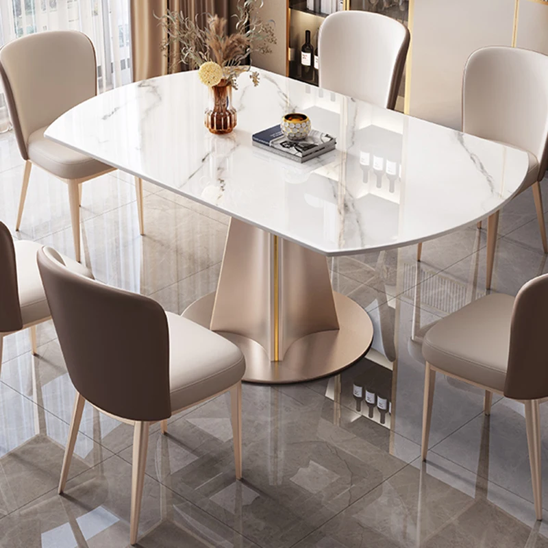 

Foldable Marble Dining Tables Set Extendable Center Dinning Table Luxury Modern Kitchen Gold Mesa Comedor Home Furniture WSW35XP