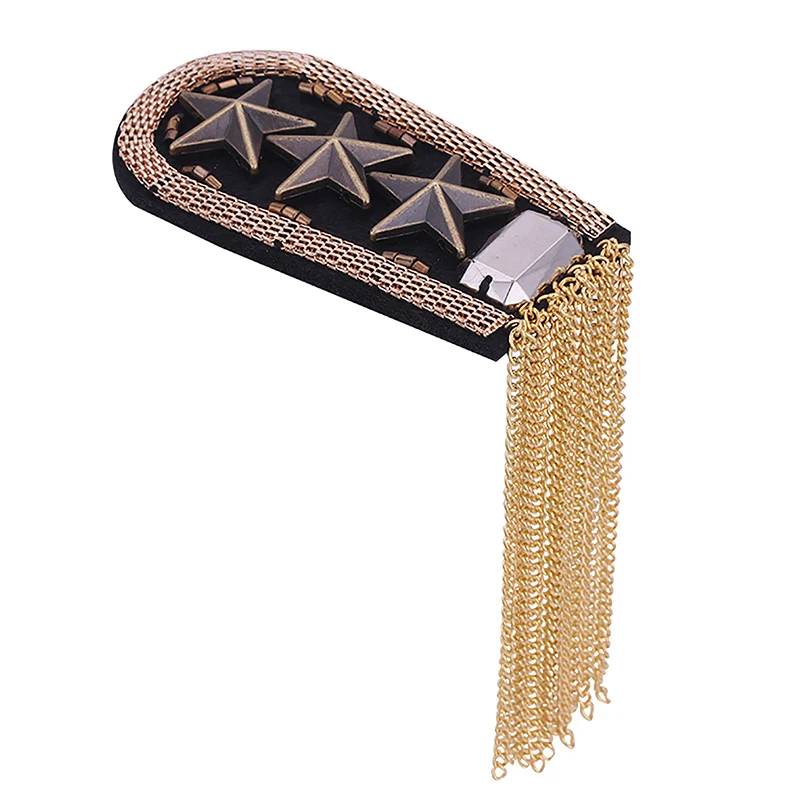 Five-pointed Star Tassel Epaulet Rhinestone Shoulder Board Costume Shoulder Badge Decor For Man Women
