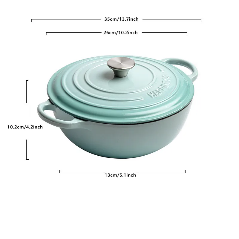 26cm Enameled Cast Iron Dutch Oven With Lid 4L Saucepan Heavy Soup Pot  Casserole Dish Kitchen Utensil Cast Iron Braised Pot - AliExpress