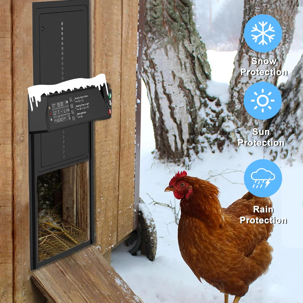 Automatic chicken coop door, solar aluminum chicken coop door with timer and light sensor, all aluminum chicken coop door opener 3