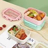 850ml Divided Lunch Box Portable Large Capacity Microwae Bento Box with Fork and Spoon Food Storage Container for School Camping 4