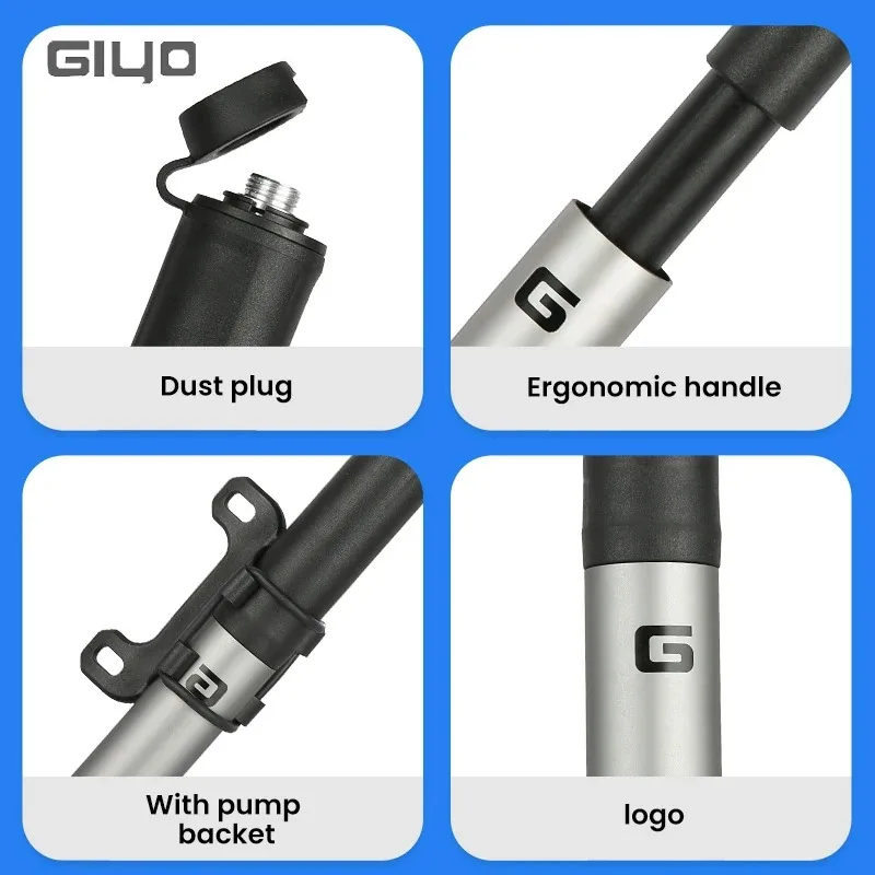 Giyo Portable Alloy Bicycle Tire Pump - High-Pressure 120psi Air Inflator with Dual Valve Compatibility