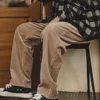 Maden Vintage Loose Corduroy Pants Wide Leg Mid Waist Striped Velvet Straight Leg Pants Men's Autumn Cargo Pants 3