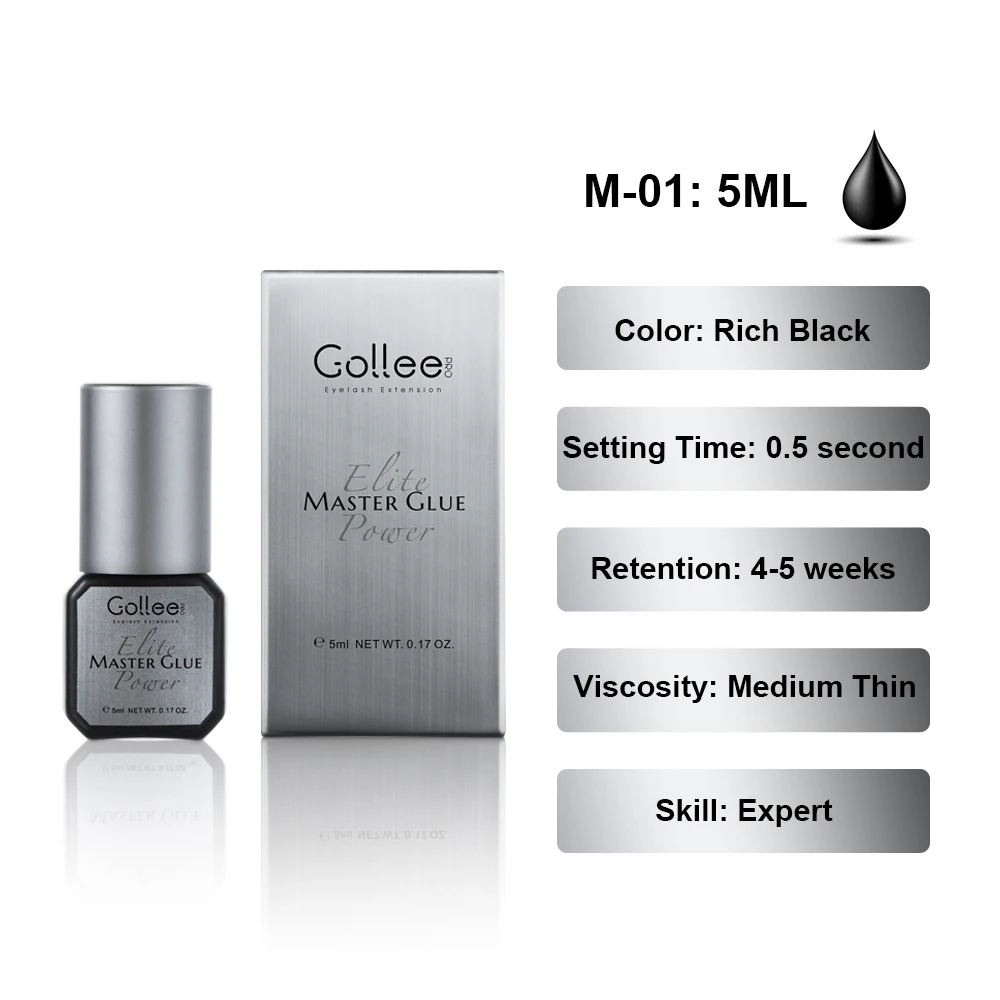 Gollee Master Glue 0.5 sec Low Humidity Eyelash Extension Glue Vegan Black Hypoallergenic Lashes Glue Waterproof  lashes glue 2