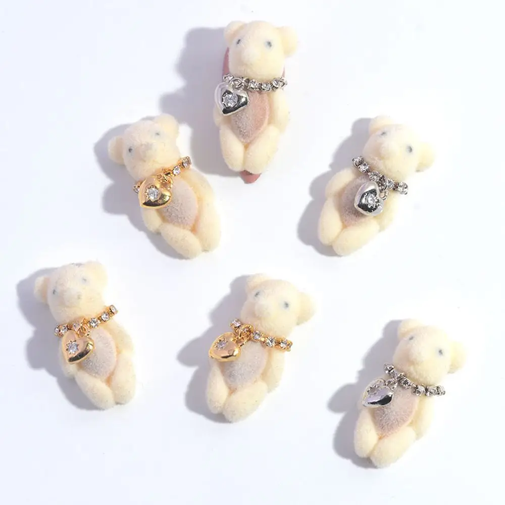 

3D Plush Bear Cute Zircon DIY Ornament Heart Pendant Nail Art Jewelry Bear Nail Charms Nail Art Decoration Nail Rhinestone