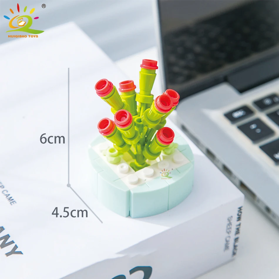 thumbnail image 1 of HUIQIBAO MOC Flor Suculenta Modelo en Maceta Bloque de Construcción DIY Ramo Eterno Escritorio de Casa Planta Decoración Ladrillo Niña Regalo Niños Juguete, 1 of 5