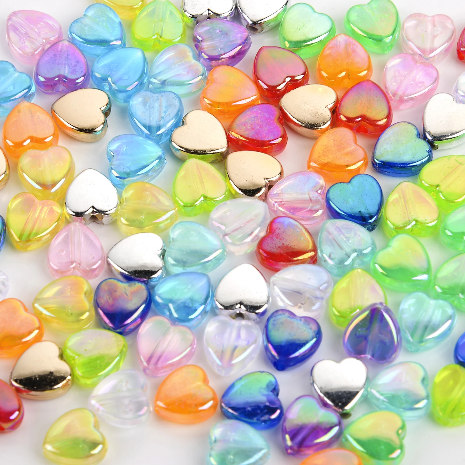 50PcsLot8mmABColourLoveHeartShapeAcrylicBeadsLoosekralen