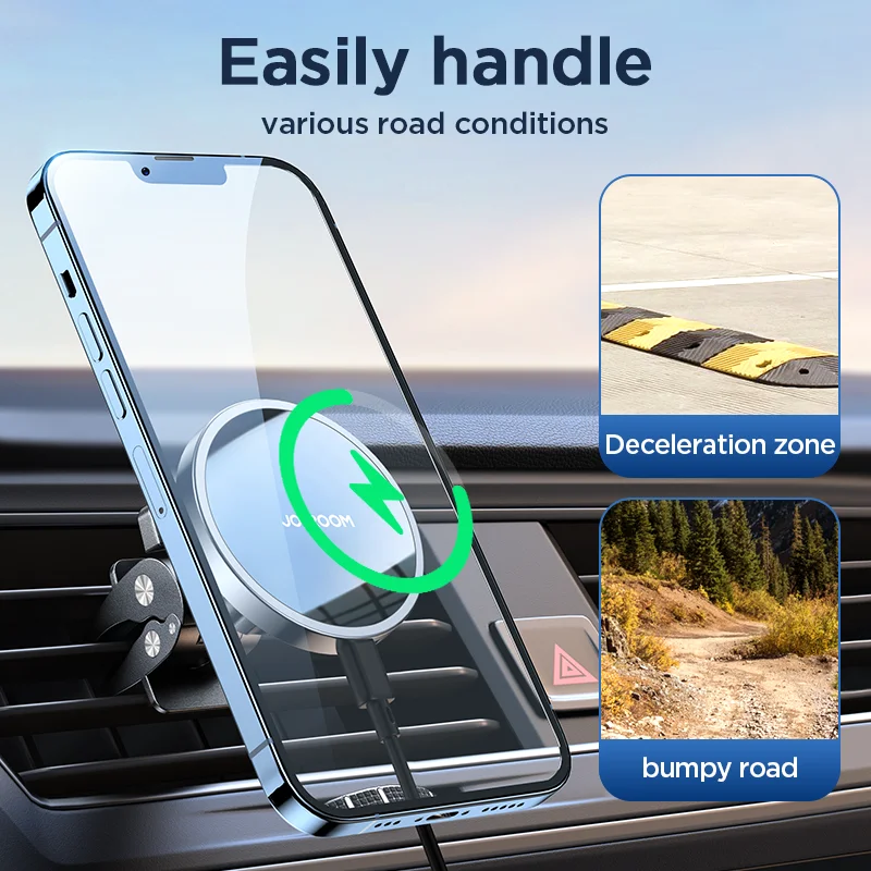

Magnetic Car Phone Holder, Wireless Charger, Fast Air Vent Charging, 15W Qi, iPhone 15 14, 13, 12 Series