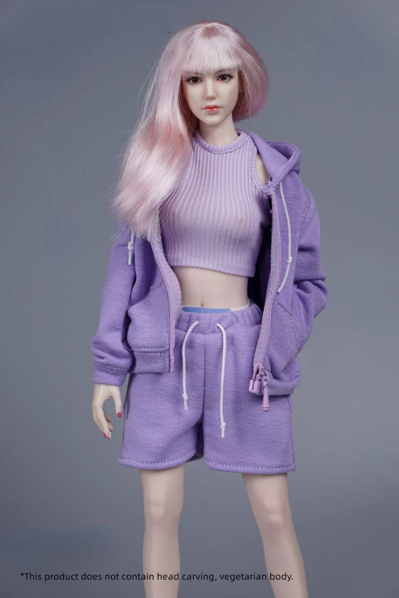 

1/6 Female Soldier Fashion Sporty Hooded sweater Shorts Vest Model for 12 "tbl