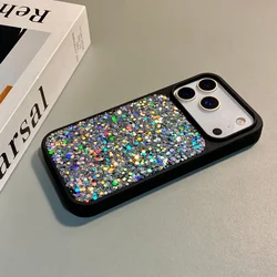 Sparkling Diamond Sequins Shockproof Phone Case with Epoxy Bumper Cover - iPhone 15 Plus (Silver)