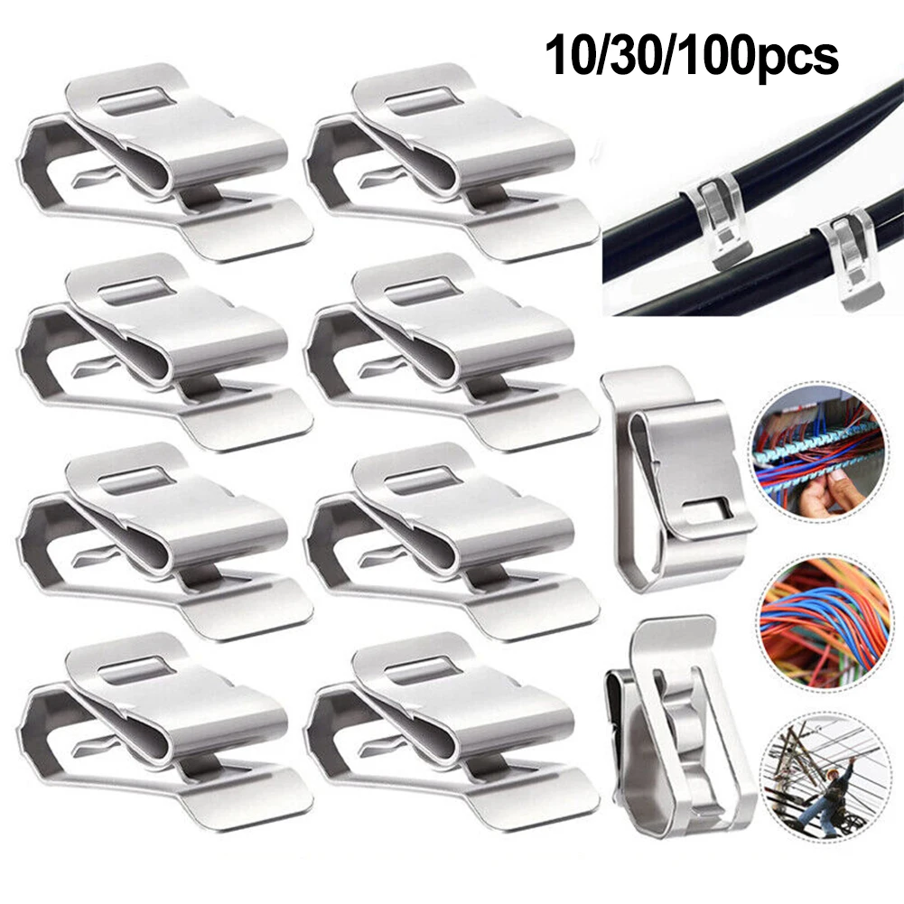 10/30/100 PCS 304 Stainless Steel Solar PV Cable Clips/Clamp For PV Solar Cable Wire Installation In Photovoltaic System