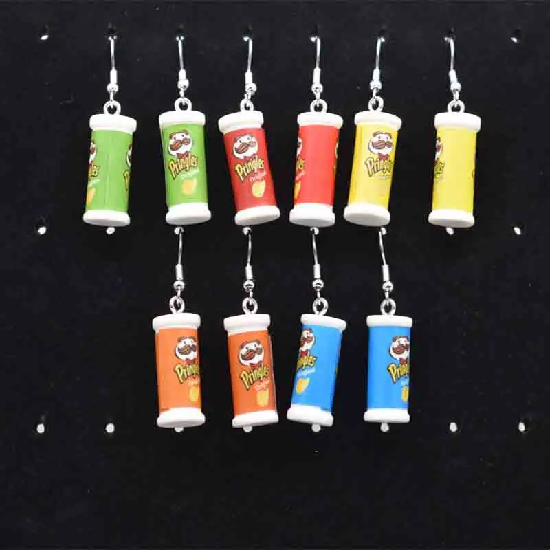 3D Potato Chip Box Charms, Pingente para DIY Handmade Jóias, Brinco e Colar, Simulação Chaveiro, 10PCs, 23*10mm