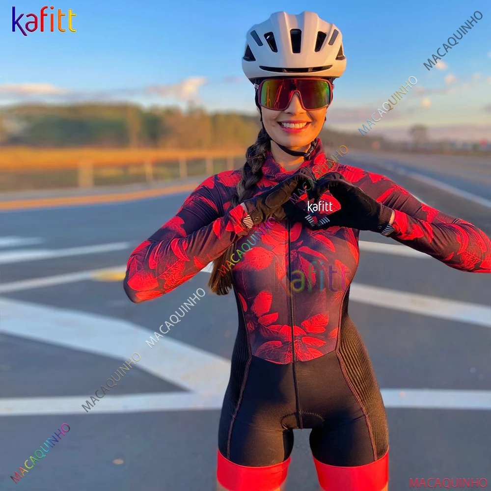 

2022 Kafitt Flower Women Long Cycling Triathlon Clothes Skinsuit Sets 20D Pad Macaquinho Ciclismo Feminino Jumpsuit Kits Summer