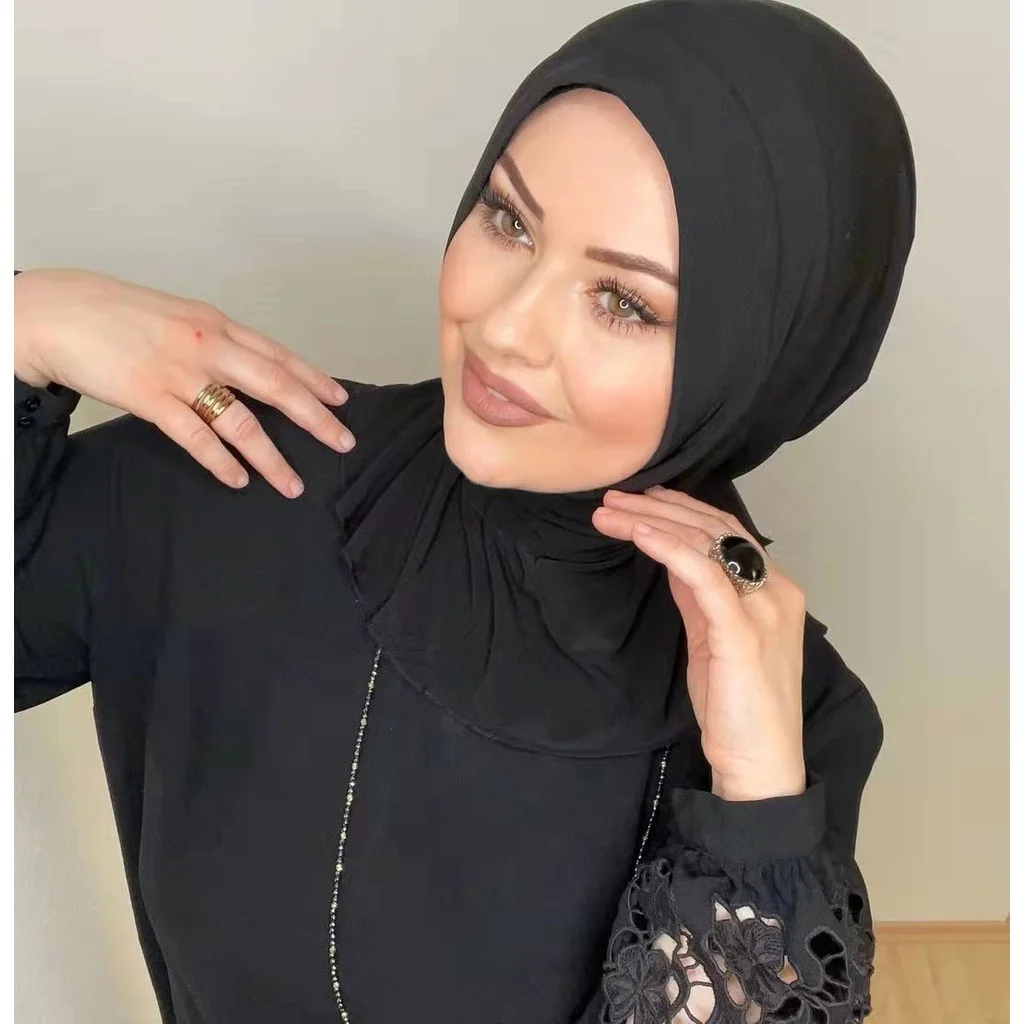Islamic White Chiffon Hijab Abaya Hijabs For Woman Abayas Jersey Scarf Muslim Dress Women Turbans Turban Instant Head Wrap Shawl