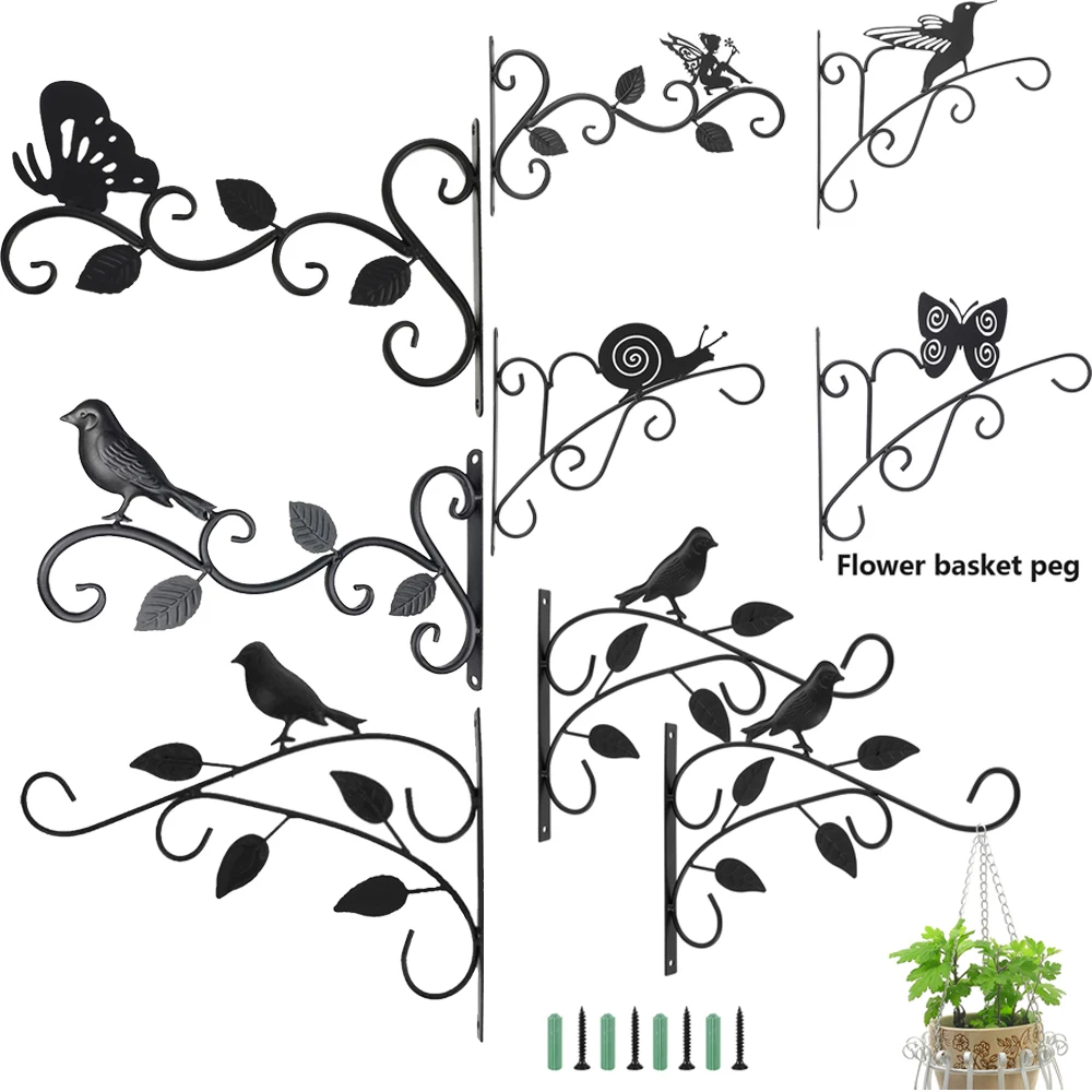 Description Picture 5 of itemPlant Brackets Hanging Flower Pot Basket Flower Basket Holder Rustic Style Metal Bracket Hanger Wide Base Weatherproof for Plant