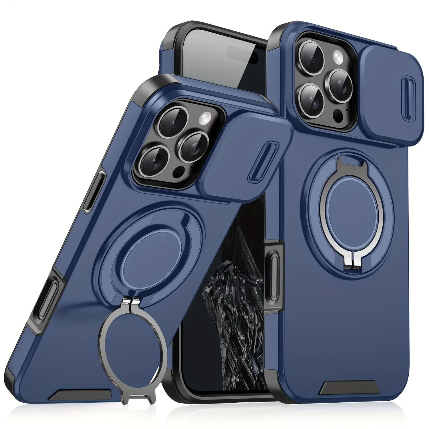 Premium Heavy Duty Armor Magnetic Bracket Case with Slide Camera Protection