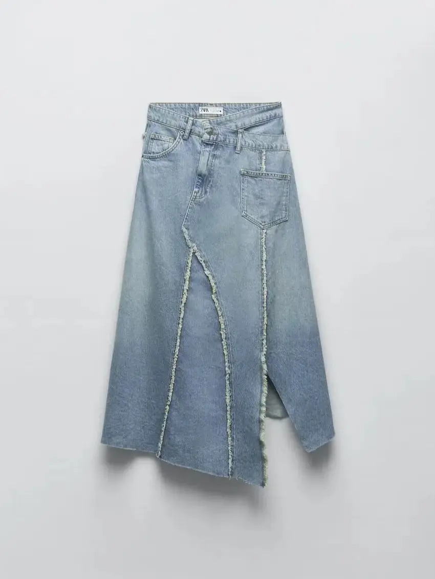 

MYDR 2023 NEW Summer Women Solid Color Button Zipper Pockets Decoration Vintage Streewear Sweet Cowboy Skirts