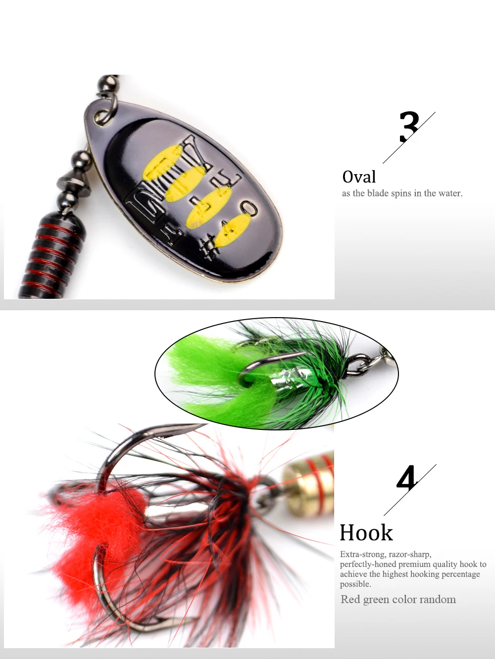 Description Picture 6 of itemFTK 7.5g 12g 17.5g Metal Spinner Bait With Treble Hooks Hard Arttificial Bait Fishing Lure Pike Bass