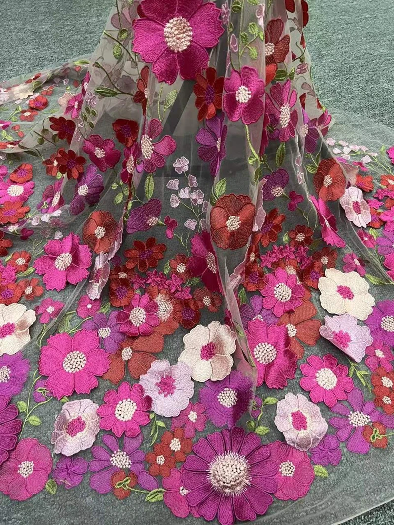 3D Dimensional Sunflower Embroidery Lace Fabric – Soft Mesh for Dresses & Crafting 35 S9f651ecbf42f45bf8bc4696e65f1505ca