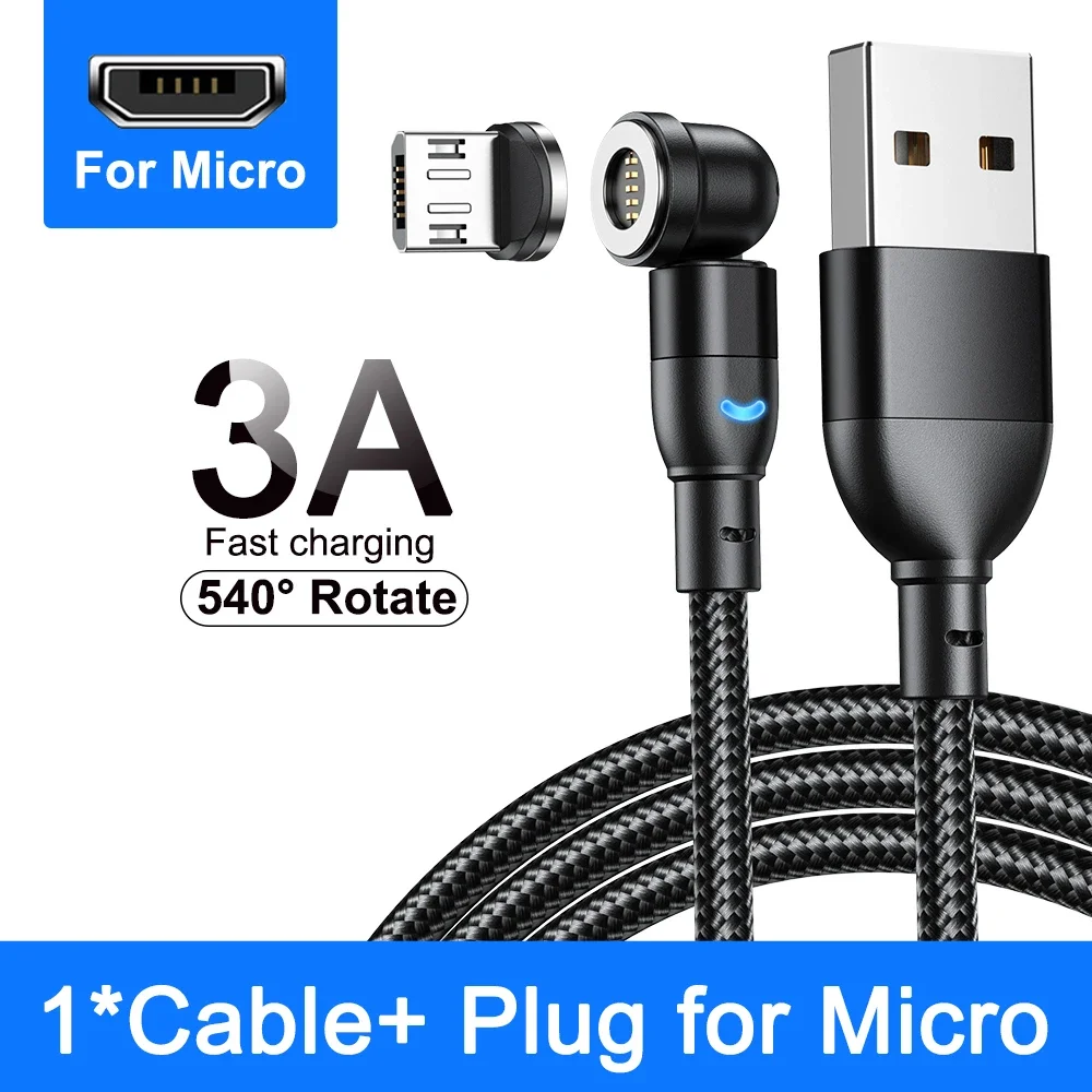 Enhanced Magnetic Fast Charging Cable 3A – Rotatable USB Type C Data Cord