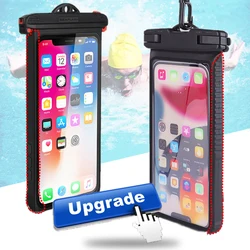 7.2 Inch Waterproof Swimming Diving Phone Bag Underwater Snowproof Frameless Touchscreen Phone Case Holder Travel Hot Spring