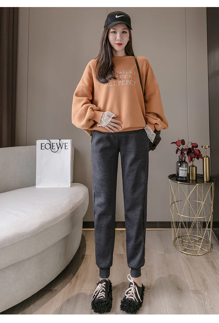 2025 Autumn New Slim Hem Plus Size Maternity Belly Pants Long Loose Pregnancy Sweatpants Pregnant Woman Casual Sports Trousers 3