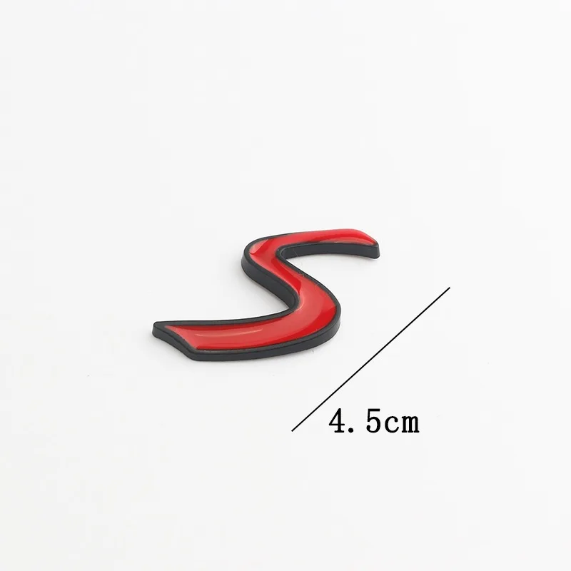 3D ABS 레드 S 로고 편지 자동차 트렁크 엠블럼 배지 데칼 R56 R50 R53 F56 F55 R60 스티커 액세서리
