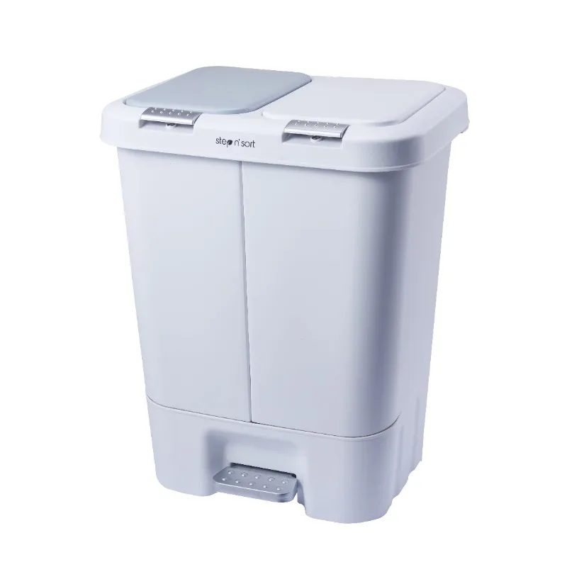 

Dual Plastic Trash and Recycle Bin with Slow Close Lid, Black, 11 Gal