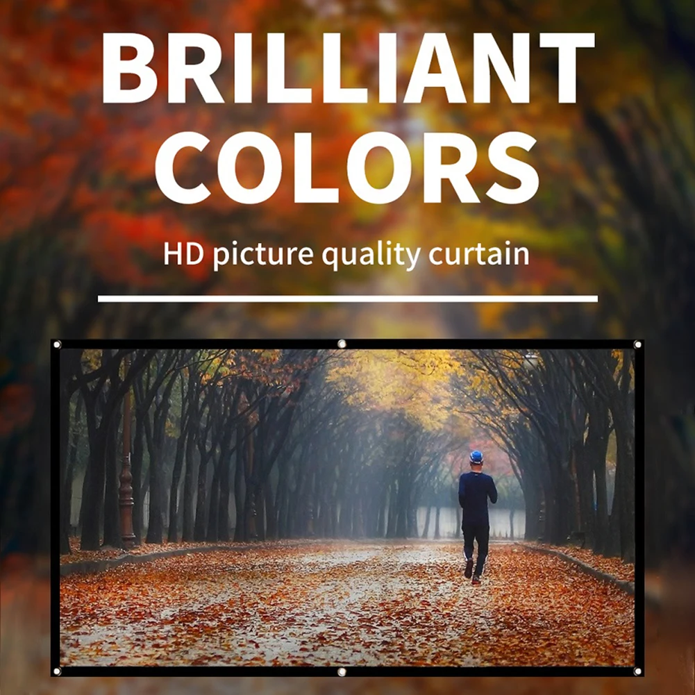 Portable Projector Screen Simple Curtain 16:9 Anti-Light 60/72/84/100/120150 Inches for Home Outdoor Office Projector