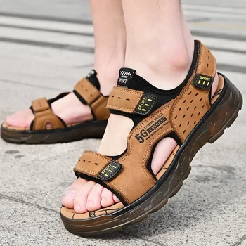 2026 Men Sandals Leather Men Summer Shoes Man Casual Comfortable Barefoot Sandals Men Pentoufle Homme Summer Sandals Men 1