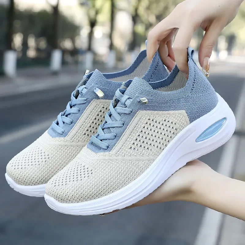2025 Spring/Summer New Thick soled Knitted Sports Shoes - Running Shoes Fashion Sports Women's Shoes sneakers women 2