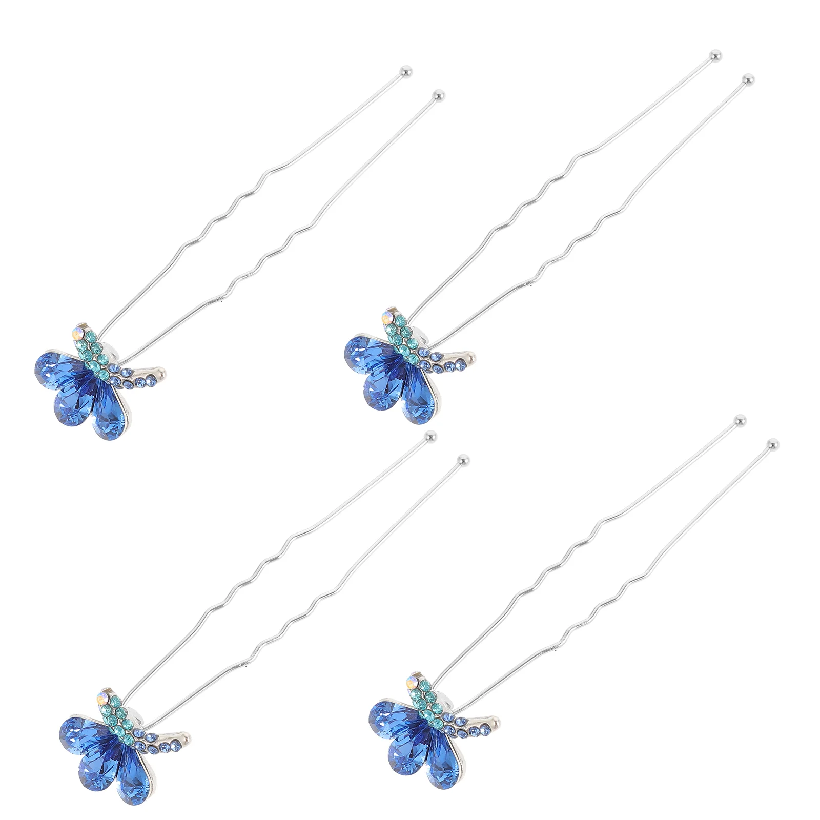 

4 Pcs Hair Barrettes Wedding Accessories Decorative Hairpins Rhinestone Clips Butterfly Metal for Women Bobby Bride