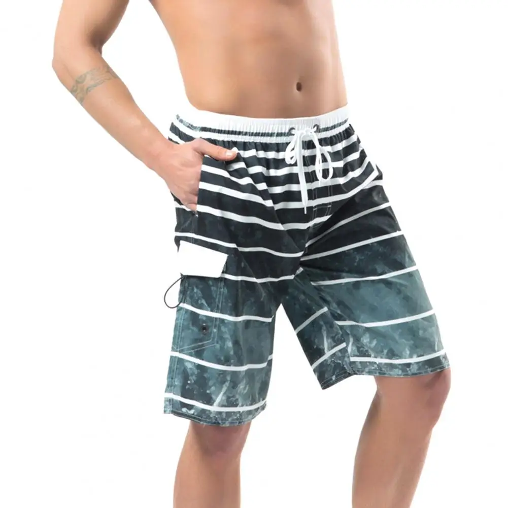 

Summer Beach Shorts Men Stylish Colorful Striped Loose Pockets Drawstring Fitness Sporty Shorts for men pantalones cortos