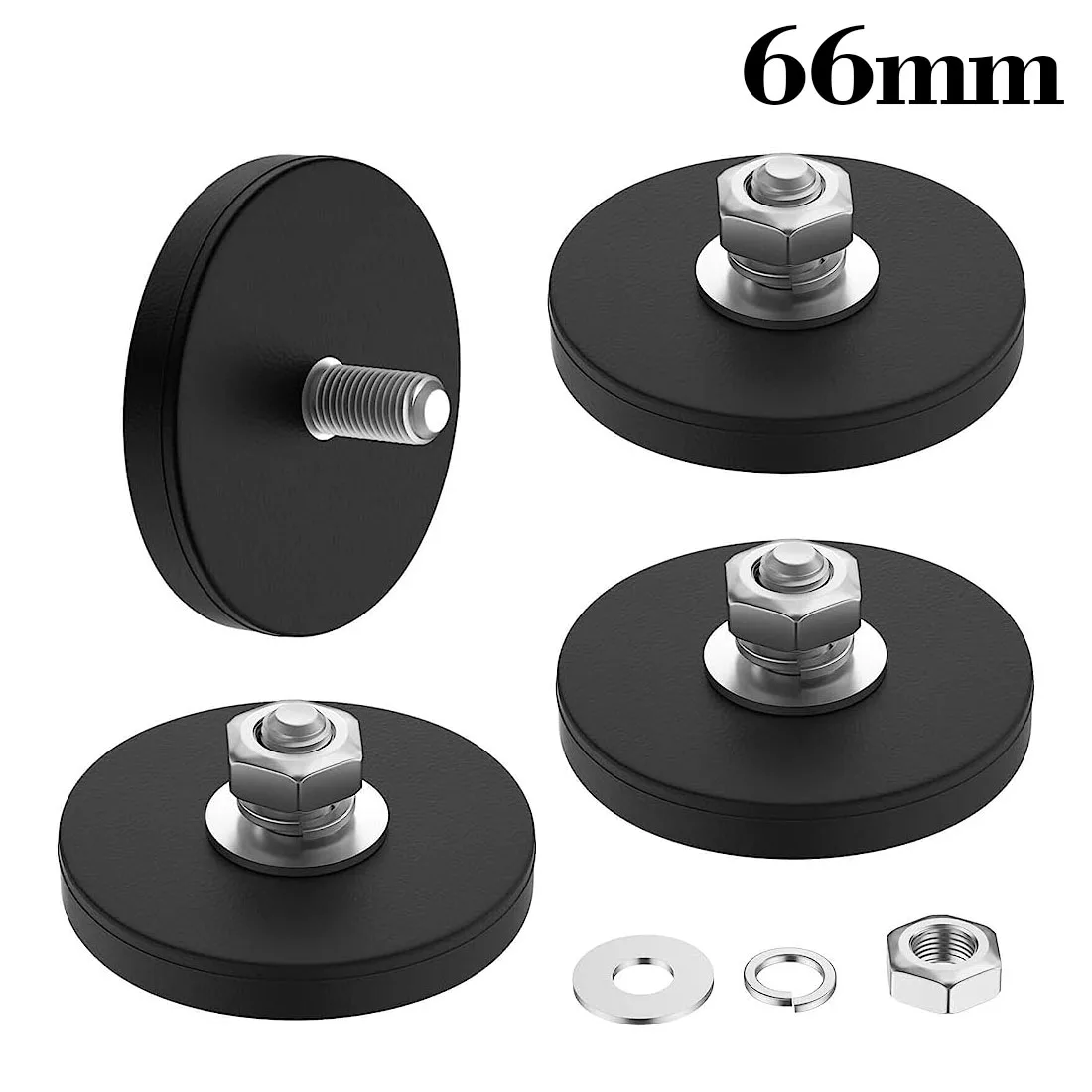 

4Pcs 66x8 Strong Rubber Coated Magnet Neodymium Magnet Mount Base Suction Cup With M6 Threaded Stud Car Lighting Camera Support