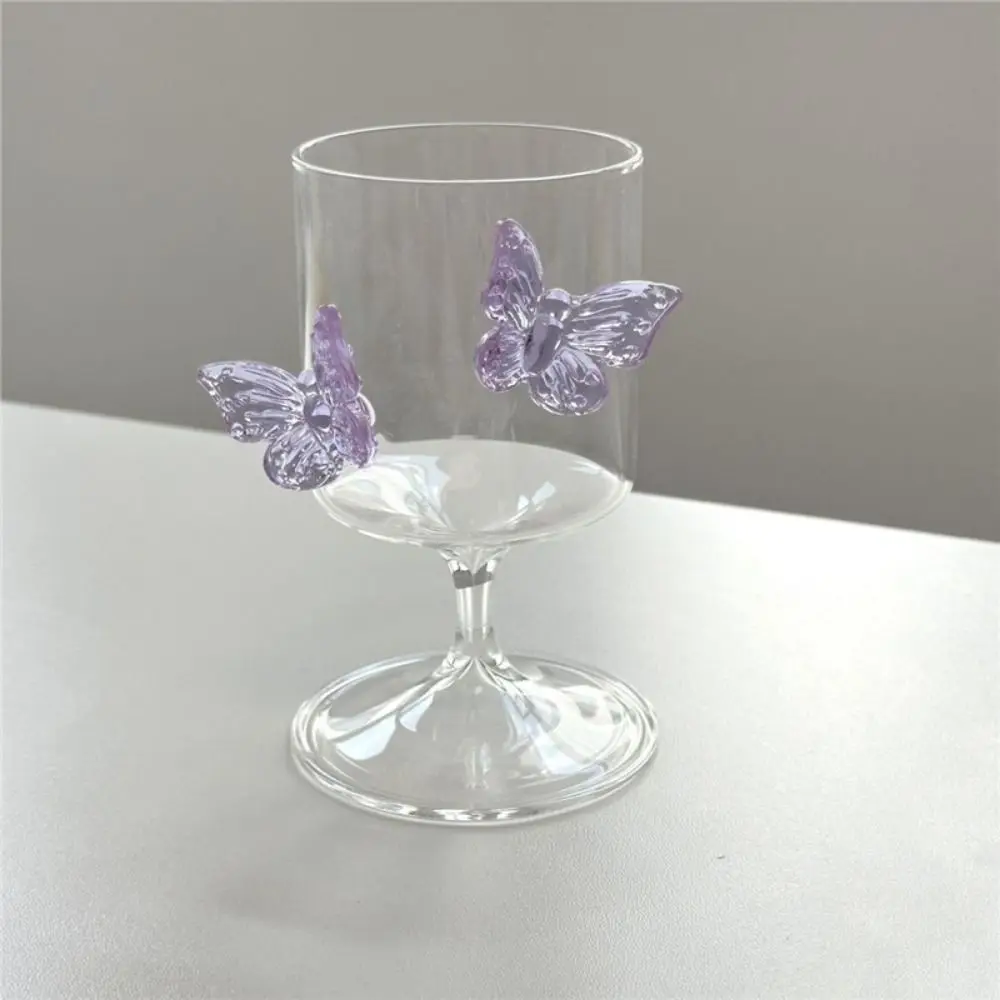 내열성 높이가 있는 유리컵 INS 3D 나비 유리잔, 나비 장식이 있는 장 고급 유리잔