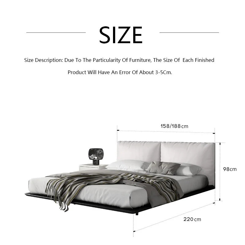 Italian Simple Suspension Bed Modern Simple Leather Bed Small Family Master Bedroom Double 1.5M/1.8M Soft Bag Wedding