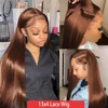 Perruques de cheveux humains bruns chocolat 13x4 lisses avec dentelle frontale HD, densité 230%, pré-épilées, vietnamiennes 4 #   Perruque Lace Front Colorée 13x6 4