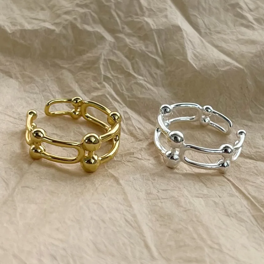 

925 Sterling Silver Horseshoe Geometry ​Adjustable Rings Wedding Jewelry For Women Accessories Wholesale Free Shipping