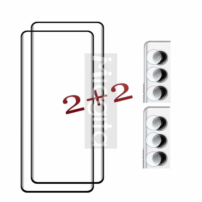 Curved Edge Tempered Glass Screen Protector with Anti-Scratch Soft Fiber Camera Film